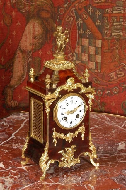 fig 2. Antique French Shell Veneer and Ormolu  Boudoir Table Clock, French - Circa 1865.